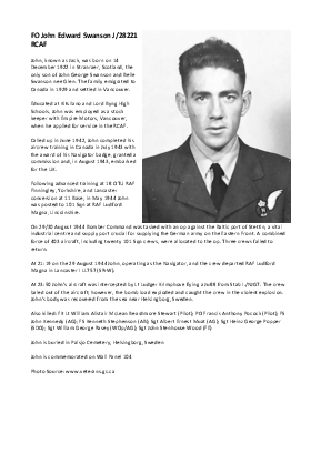 A preview of a PDF biography for Swanson, John Edward